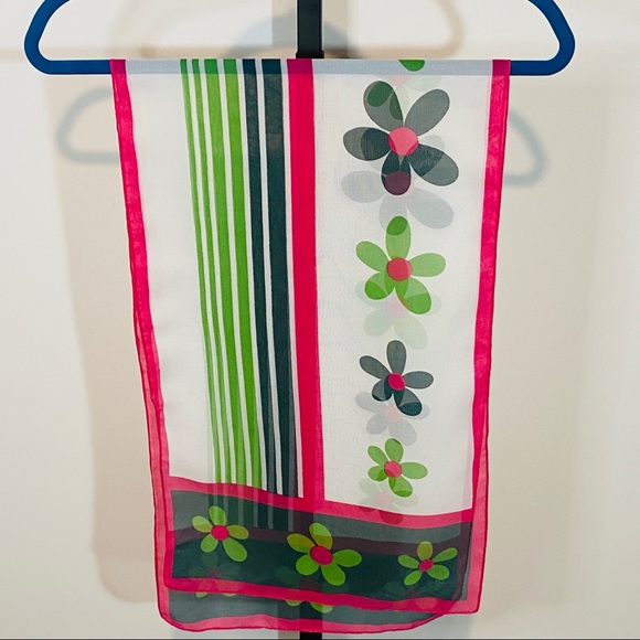 Rectangle Flower & Striped Rectangular Scarf - Picture 7 of 12